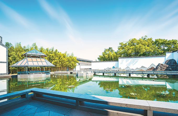 苏州博物馆内的苏式园林建筑设计，让博物馆建筑本身也成为了一个别具特色的城市文化空间。（视觉中国供图）