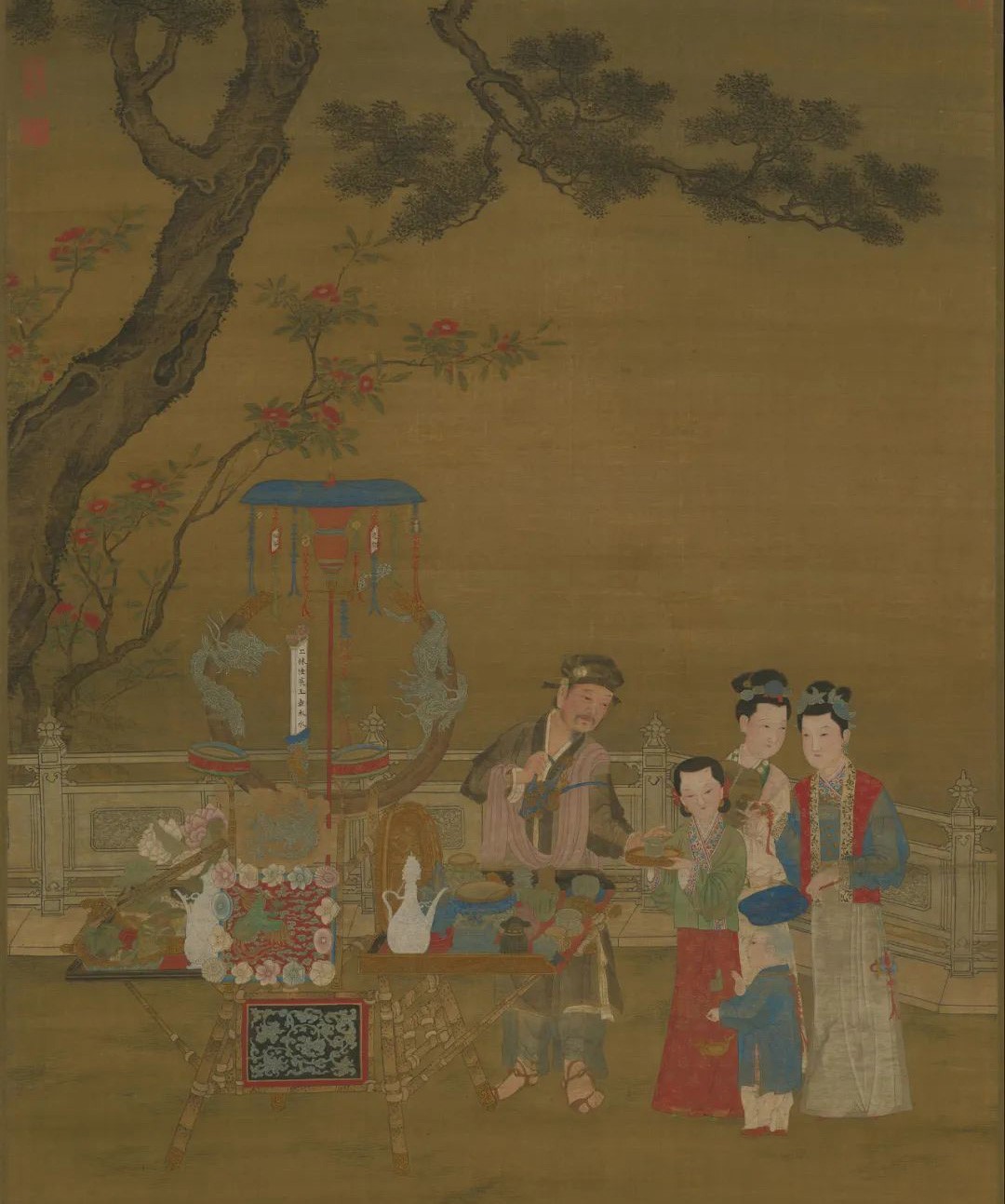 《明人夏景货郎图轴》（局部）明 佚名 故宫博物院藏